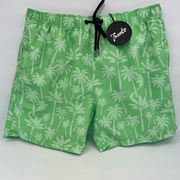 FRANKS XL“SAGE”(LIGHT GREEN)COLOR SWIMMING TRUNKS,W/MESH SUPPORT,PALM TREE PRINT - Picture 6 of 14